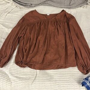 Old Navy Brown Balloon Sleeve Blouse